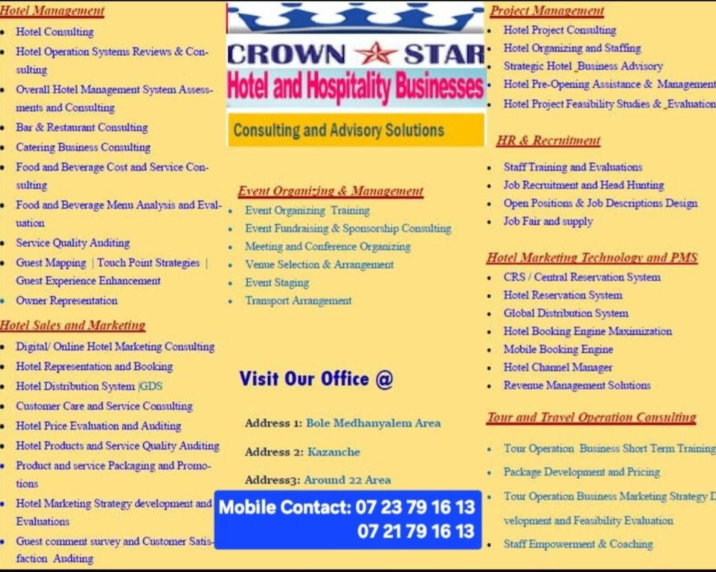 Crown Star Hospitality and Tourism Business Consulting Services